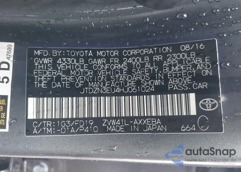 2017 Toyota Prius V Two z USA, uszkodzony, nr VIN JTDZN3EU4HJ061024